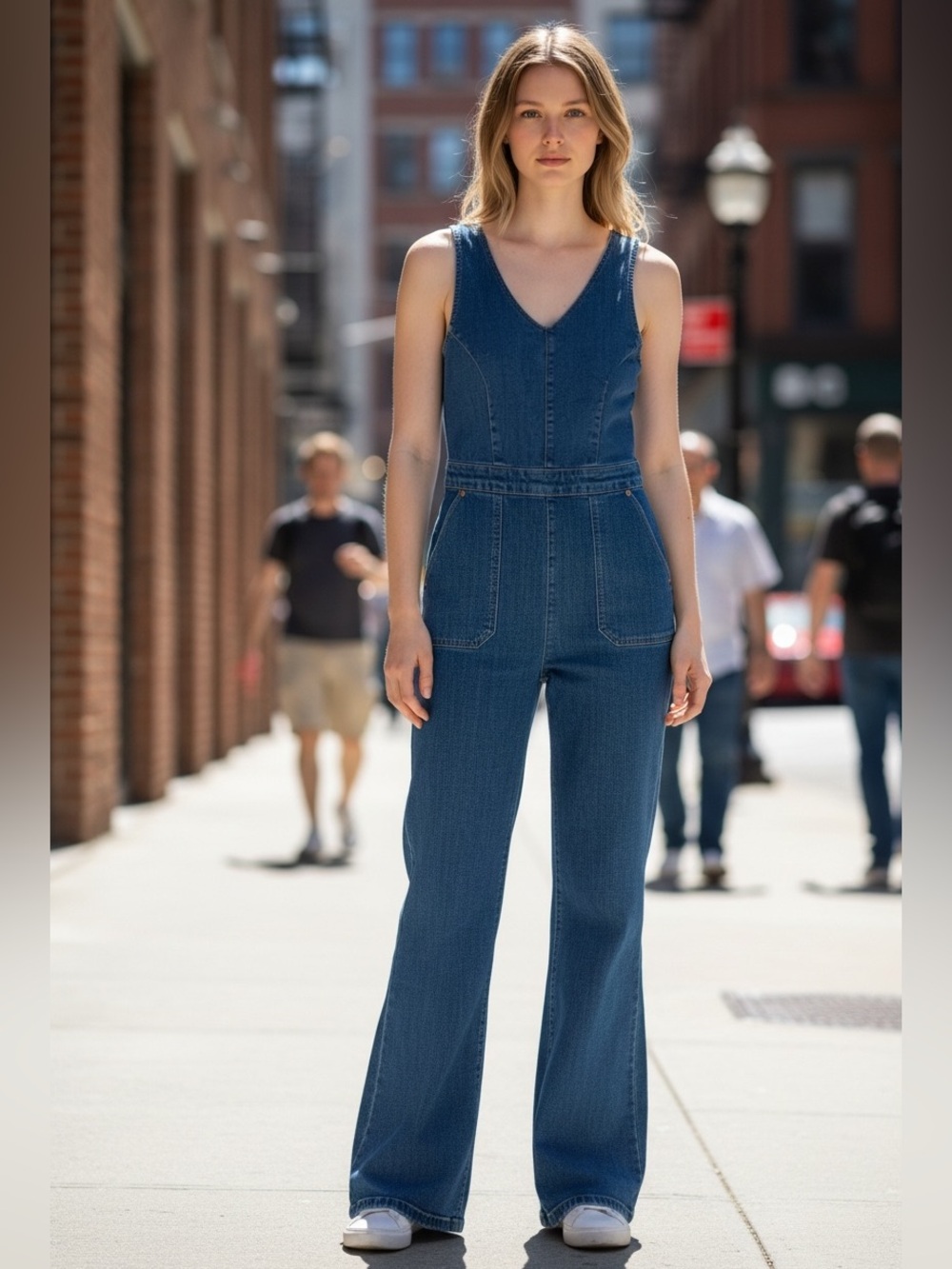 Paige Denim V-Neck Flare Leg Jumpsuit Size 27